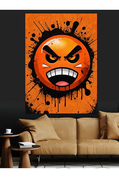 Tablomega Pânză decorativă Angry Emoji Graffiti - Lemn MDF