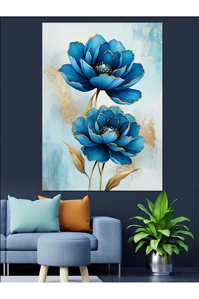 Tablomega Διακοσμητικός καμβάς Blue Flower Spring - Ξύλινος πίνακας MDF