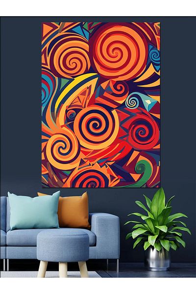 Tablomega Pânză decorativă cu model spiralat colorat - MDF Lemn