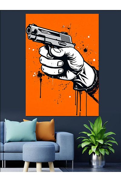 Tablomega Pânză decorativă Pistol Pop Art - Lemn MDF
