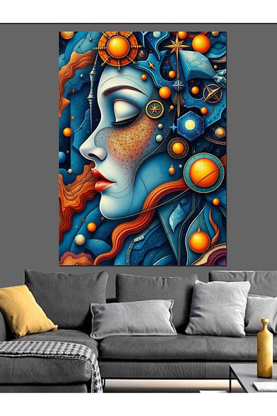 Tablomega Pânză decorativă cu fața de femeie cu tematică Galaxy - Lemn MDF