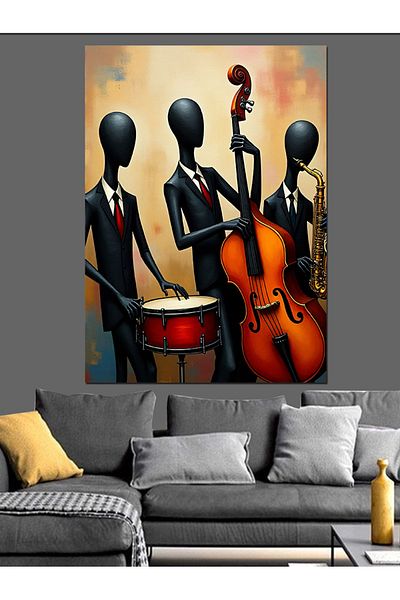 Tablomega Jazz Band Silhouettes Διακοσμητικός Καμβάς - Ξύλινος Πίνακας MDF