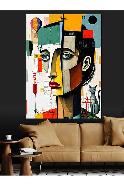 Tablomega Pictură Cubistă Decorativă - Lemn MDF