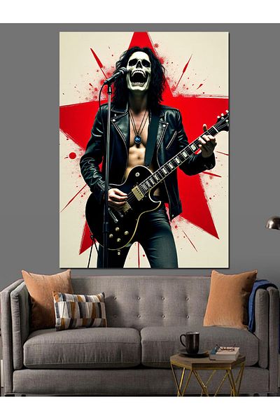 Tablomega Διακοσμητικός καμβάς Red Star And Rocker - Ξύλινος πίνακας MDF