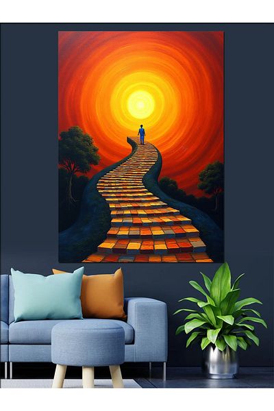 Tablomega Διακοσμητικός καμβάς Sun Nature Path - Ξύλινος πίνακας MDF