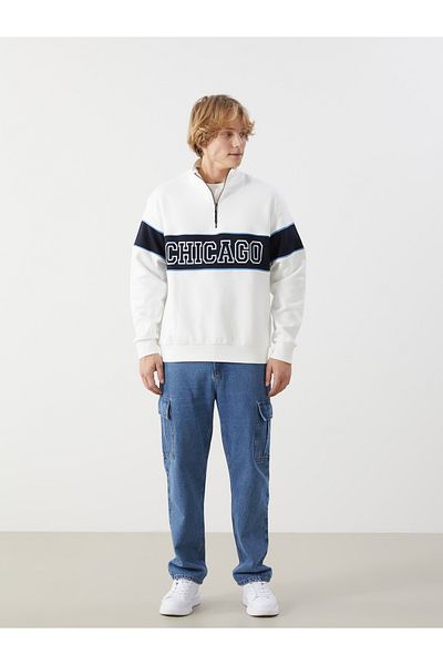 LC Waikiki Bedrucktes Herren-Sweatshirt mit Stehkragen und langen Ärmeln
