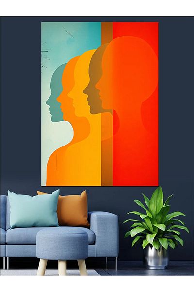 Tablomega Siluete umane colorate abstracte Pânză decorativă - Lemn MDF Pictură