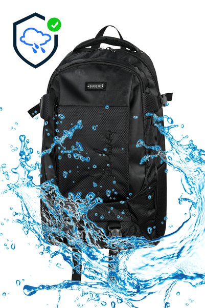 barberri Black Fully Lined Laptop Compartment, Water Bottle Compartment, Shoulder and Waist Supported Mountaineer Travel Sports Backpack