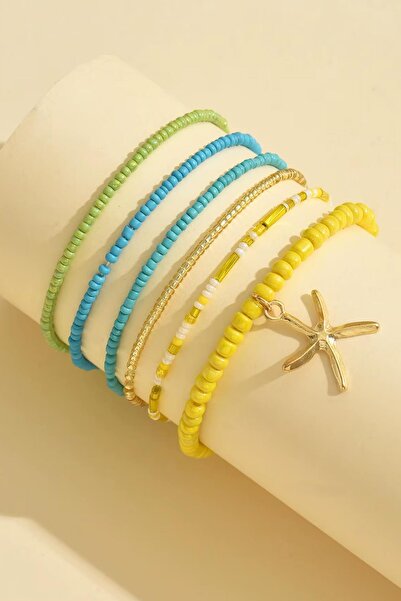 New Obsessions Colorful Beads Elastic Anklet Set