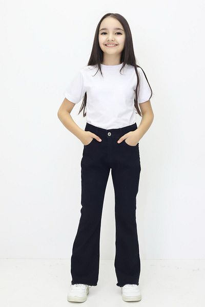 RAPİDO LİFE Girl's Angel Winged Heart Embossed Pipe Leg Lycra Jeans Jeans Pants (6-12 Years Old)