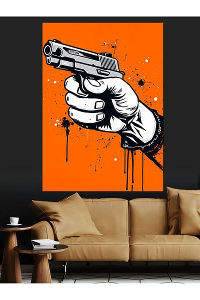 Tablomega Pânză decorativă Pistol Pop Art - Lemn MDF