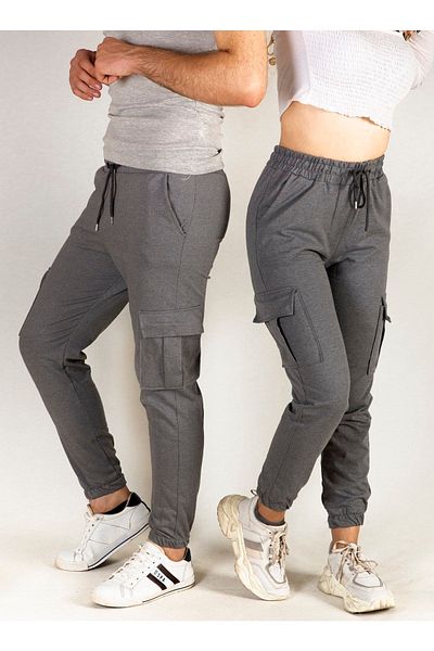 EXSPORT Pantaloni de sport unisex cu buzunare, afumati