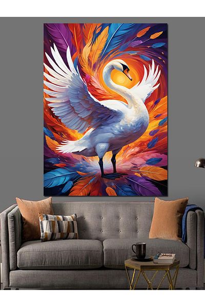 Tablomega Pânză decorativă White Swan Elegance - Lemn MDF