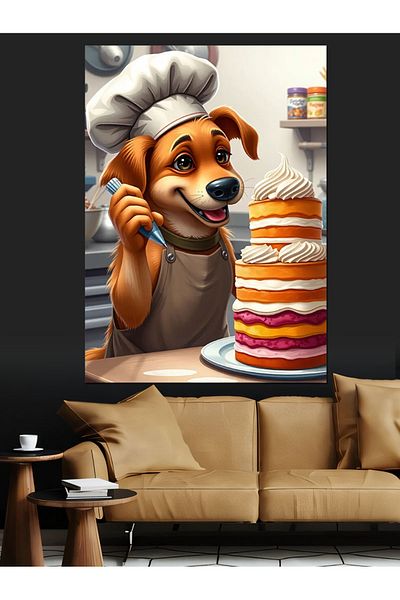 Tablomega Pânză decorativă Dog And Pancake Fun - Lemn MDF