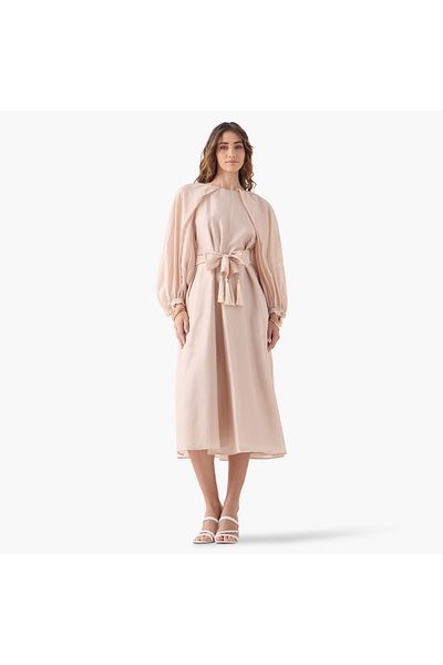 Iconic Iconic Volume Sleeves Dress with Tie-Ups