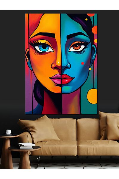 Tablomega Față de femeie abstractă Pânză decorativă - Lemn MDF Pictură