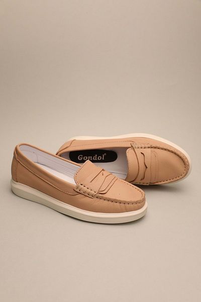 Gondol Mocasini clasici din piele naturala de dama crem 36 Ttx.70110