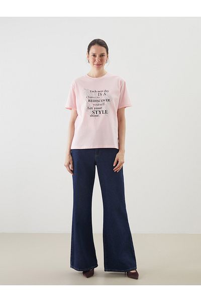 LC Waikiki Γυναικείο μπλουζάκι με στάμπα Crew Neck