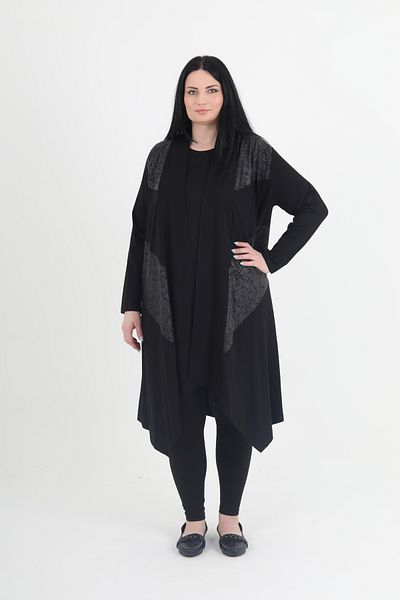 GNR Leather Patterned Large Size Combed Cardigan Inner and Outer Set
