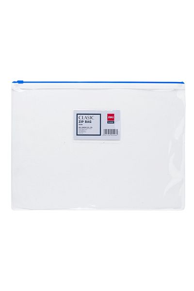 Deli Deli E5526 A4 PVC Zip Bag - Durable & Transparent with Business Card Holder
