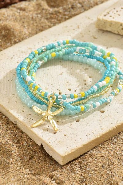 New Obsessions Colorful Beads Elastic Anklet Set