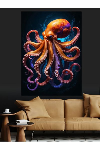 Tablomega Pânză decorativă cu desen de caracatiță colorată - Lemn MDF