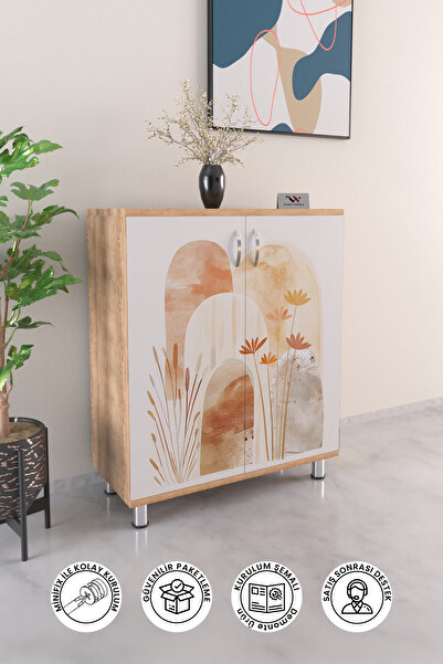 Hediyeler Kapında Orange Vibes 4 Raflı Ayakkabılık Antre Hol Çok Amaçlı Ayakkabı Dolabı