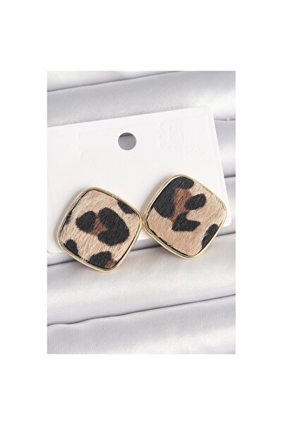 Skygo Brass Gold Color Square Leopard Model Women's Earrings - Tj-Bkp10342