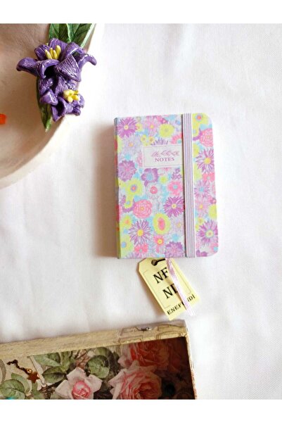 ENEFENDİ NOT ANI HEDİYE KIZ ÇOCUK GENÇ ÇİZGİLİ DEFTER 80 YAPRAK A7 CEP BOY DESENLİ LASTİK KAPAMA MOR