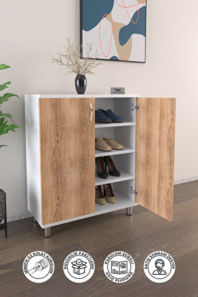 Hediyeler Kapında 4 Raflı Ayakkabı Dolabı Antre Hol Çok Amaçlı Ayakkabılık