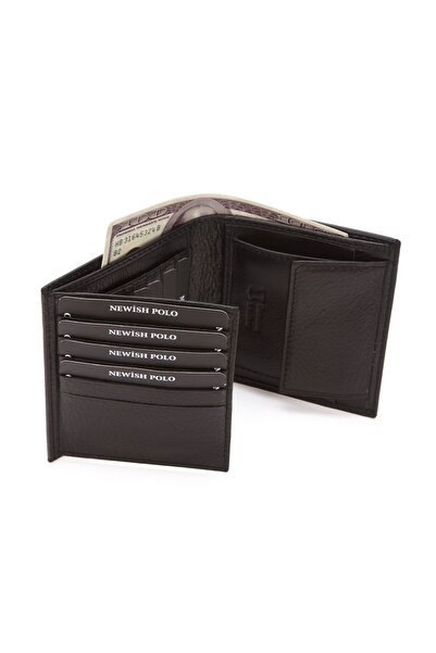 Newish Polo Erkek Hakiki Deri Kartlık ve Cüzdan - Siyah