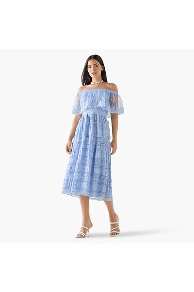 2Xtremz 2Xtremz Embroidered Off Shoulder Dress