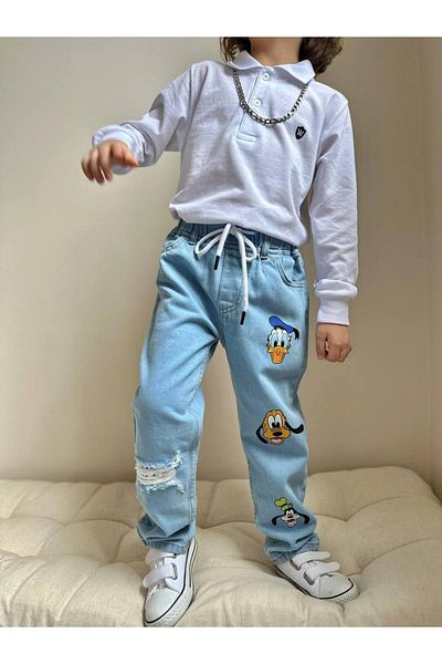 YİGİT BUTİK Pantaloni din denim pentru băiat cu imprimeu Yigit Boutique