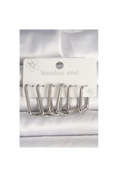 Skygo 316L Steel Silver Color Square Model Women's Earring Set - Tj-Bkp10353