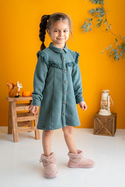Zeyland Girl's Tasseled Buttoned Green Dress 2-7 years old