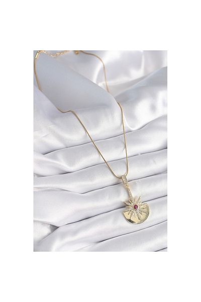 Skygo 316L Steel Gold Color Zircon Stone Star Model Women's Necklace - Tj-Bko9518