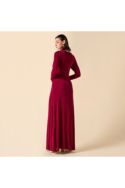 2Xtremz Halter Neck Maxi Dress with Long Sleeves and Detail