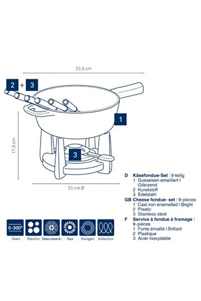 KELA Keck Lang CALIDO cast iron cheese fondue set 1.8 l red
