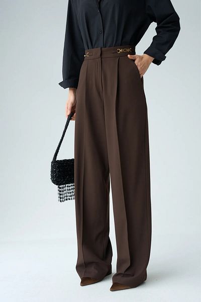 My Blog Brown Accessory Detailed Palazzo Trousers - 251008