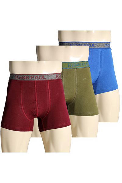 Kennpaul 3-Piece Men's Plain Cotton Luxury Boxers -Fitted
