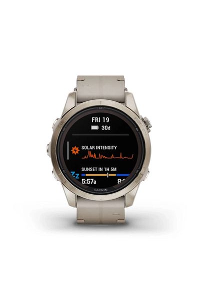 Garmin FENIX 7S PRO - SAPPHIRE SOLAR EDITION- SOFT GOLD SS WITH LIMESTONE LEATHER BAND