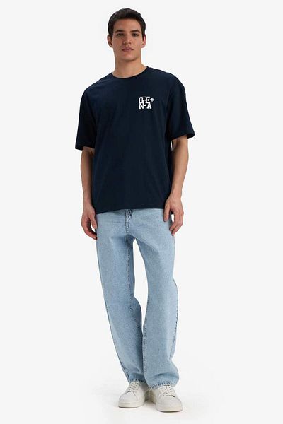 DeFacto Νέα σεζόν Comfort Fit Crew Neck εμπριμέ κοντομάνικο μπλουζάκι