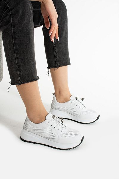 Getcho Pantofi sport albi respirabili din piele naturală pentru femei Bacha - pantofi de zi cu zi confortabili cu talpă ortopedică