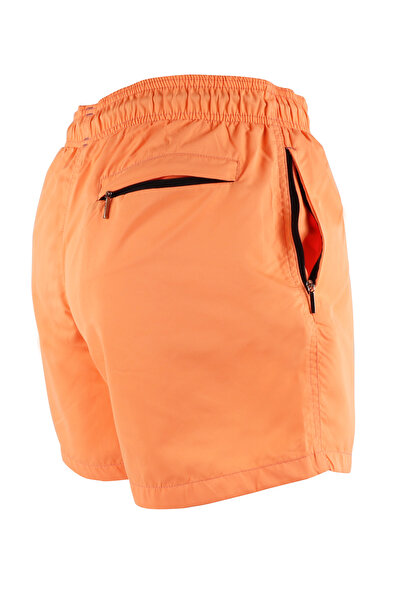 LUGMO Men's Swim Shorts with Pockets Polyester Water Absorbent Feature Non-Irritating Lining Neon Orange K-149