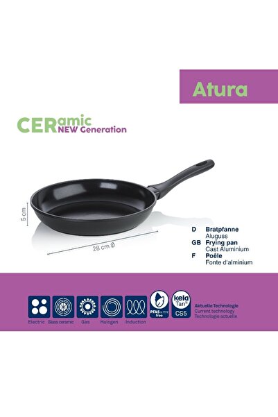 KELA Keck Lang Frying pan with ceramic surface 28 cm ATURA black