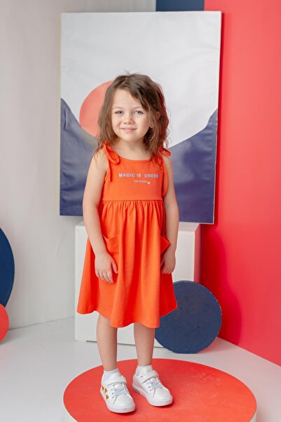 Zeyland Kız Çocuk Askılı Penye Elbise - Coral