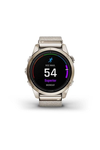Garmin EPIX PRO (GEN 2) SAPPHIRE EDITION- 42MM -SOFT GOLD WITH CREAM HEATHERED NYLON BAND ,