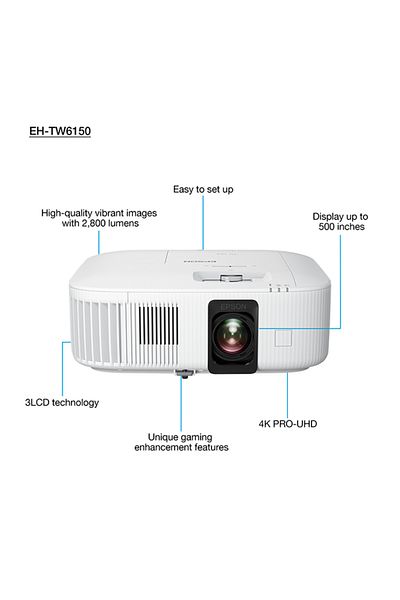 EPSON جهاز عرض 4K PRO-UHD، سطوع 2800 لومن، زمن تأخير أقل من 20 مللي ثانية
