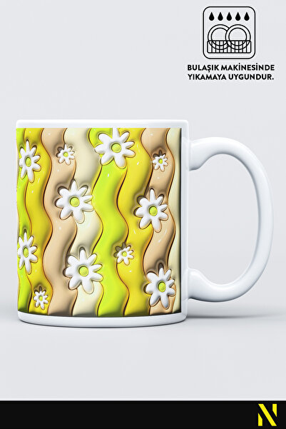 nilizma Flower Patterned Colorful Mug – 330 ml Mug |   Stylish and Durable Design