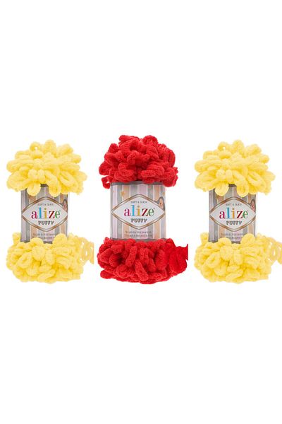 Alize Σετ ανεμιστήρα με νήματα πλεξίματος Puffy 100 gr 3 τεμάχια Χρώμα 905a